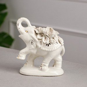 Статуэтка "Слон Индийский", белая, лепка, керамика, 18 см, В АССОРТИМЕНТЕ