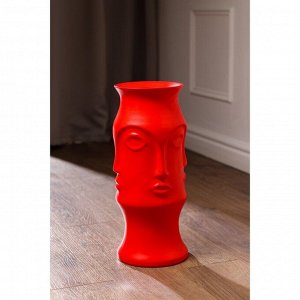 Ваза керамическая "Лицо", напольная, красная, матовая, 42 см