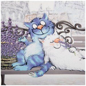 Фартук "синие коты. париж", 100% хлопок,твил, белый