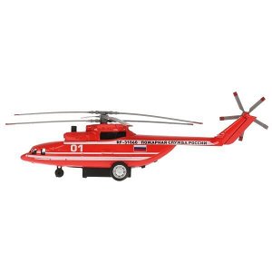 COPTER-20SLFIR-RDWH Модель металл свет-звук ВЕРТОЛЕТ ПОЖАРНЫЙ 20 см, люк, подвиж дет, кор. Технопарк в кор.2*36шт