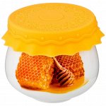 БАНОЧКА С СИЛИКОНОВОЙ КРЫШКОЙ &#039;СОТЫ&#039; 180МЛ (КОР=72ШТ.)