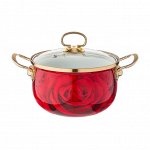 КАСТРЮЛЯ ЭМАЛИРОВАННАЯ AGNESS СО СТЕКЛЯННОЙ КРЫШКОЙ, 3,0Л, ДИА.18СМ
