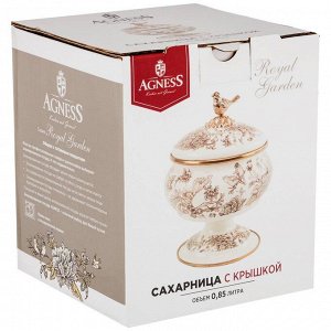 Сахарница agness эмалированная на ножке, серия royal garden 0,85л