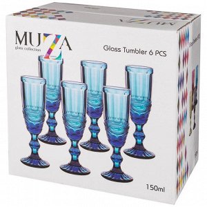 Набор бокалов для шампанского "серпентина" из 6шт. серия "muza color" 150мл. / в=20 см (кор=4наб.)