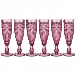 Набор бокалов для шампанского "гранат" из 6шт. серия "muza color" 150мл. / в=20 см (кор=4наб.)
