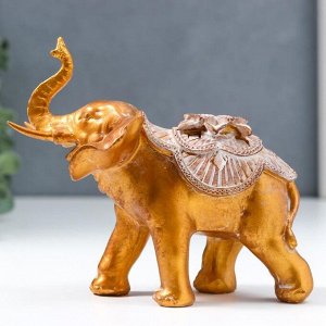 СИМА-ЛЕНД Сувенир полистоун &quot;Африканский слон с цветком на попоне&quot; под бронзу 12,5х7х14 см