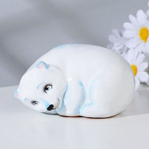 Сувенир "Мишка спит белый", ярославская майолика, h=6 см