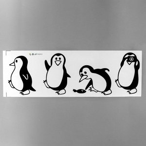 Наклейка пластик интерьерная чёрная "Пингвины" 18,5х57 см