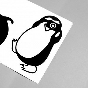 Наклейка пластик интерьерная чёрная "Пингвины" 18,5х57 см