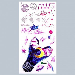 Наклейка пластик интерьерная цветная "Лампочка и космос" 30х60 см