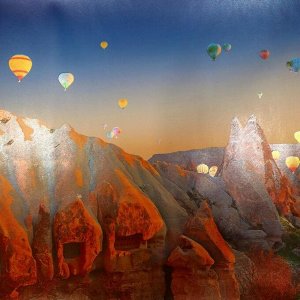 Постер "Каньон и воздушные шары" тиснение фольгой, упаковка в тубус, 500х700 мм