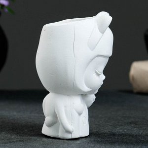 Фигурное кашпо для цветов «Девочка с ушками», 50 мл, 12x7.5x7.5 см, гипс, белое