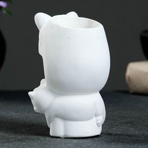 Фигурное кашпо для цветов «Девочка с ушками», 50 мл, 12x7.5x7.5 см, гипс, белое