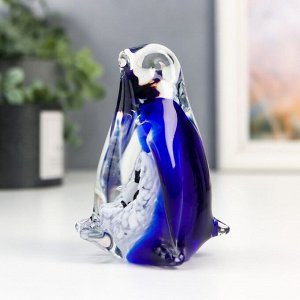 Сувенир стекло "Пингвин синий" под муранское стекло 10х7х7.5 см