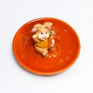 Сувенир керамика подставка под кольца "Кролик с морковкой" МИКС 9х13х13 см