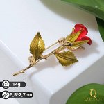 Брошь &quot;Роза&quot;, цвет красно-зелёный в золоте