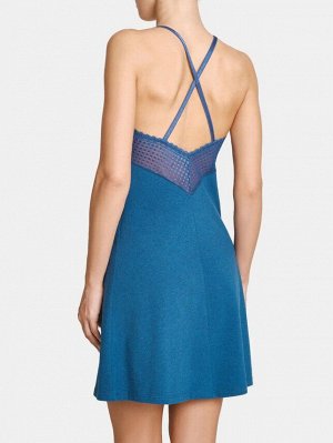 LUI et ELLE EF2602 melange bleu marine Женская сорочка
