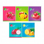Тетрадь А5, 60 листов, клетка, скрепка, ArtSpace «Фрукты. Colorful fruits», ВД-лак