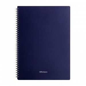 Тетрадь А4, 48 листов, клетка, гребень, OfficeSpace "Base", синяя пластиковая обложка