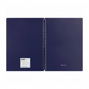 Тетрадь А4, 48 листов, клетка, гребень, OfficeSpace &quot;Base&quot;, синяя пластиковая обложка
