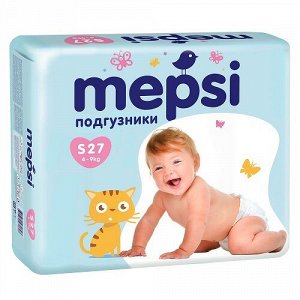 Подгузники детские MEPSI, S (4-9кг), 27 шт.