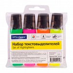 Набор маркеров-текстовыделителей 4 цвета, 1-5 мм, ПВХ уп., европодвес OfficeSpace