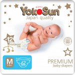 Детские одноразовые подгузники &quot;YokoSun&quot; PREMIUM размер М (5-10кг.) 62 шт.