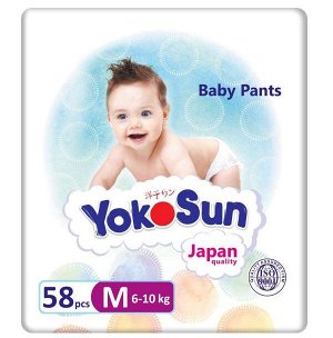 Детские одноразовые подгузники-трусики "YokoSun" M58 6-10 кг, 58шт
