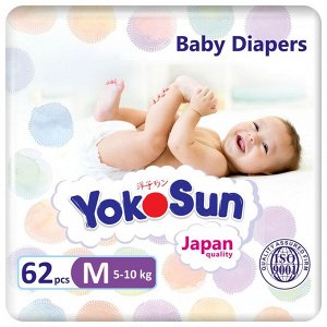 Детские одноразовые подгузники "YokoSun" М62 5-10 кг, 62шт