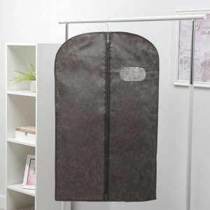 Чехол для одежды с окном, 60×100 см, спанбонд, цвет серый