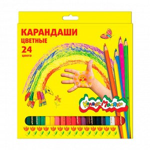 Карандаши цветные 24 цв., корпус дерево, шестигр., Каляка маляка