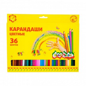 Карандаши цветные 36 цв., корпус дерево, шестигр., Каляка-Маляка