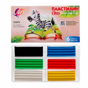 Пластилин 06 цв., со стеком, 90 г, Луч ZOO