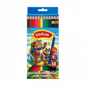 Карандаши цветные 12 цв., корпус пластик, шестигр., Creativiki