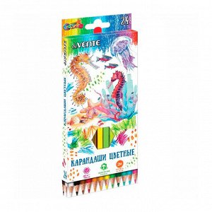 Карандаши цветные 24 цв., корпус дерево, шестигр., deVENTE.Cosmo