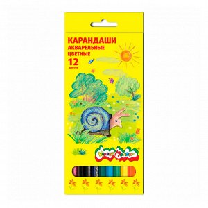 Карандаши цветные 12 цв., акварельные, корпус дерево, шестигр., Каляка-Маляка