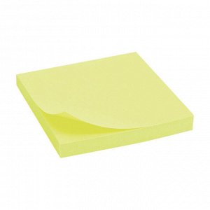 Блок самоклеящ. для записей 76 х 76 мм, 100 л., пастель желтый, OfficeSpace
