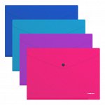 Папка-конверт на кнопке А4, 160 мкм, ассорти, ErichKrause Diagonal Vivid,