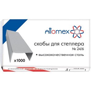 Скобы д/степлера №24/6, оцинкованные, 1000 шт/упак, Attomex