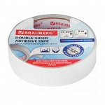 Лента клейкая, двусторонняя (скотч) 25 мм х 8 м, на полипр.основе, BRAUBERG,