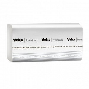 Полотенца бумажные листовые VEIRO Professional Comfort  V-сл., 1-сл., 210х216 мм, 250 л/пач, белые