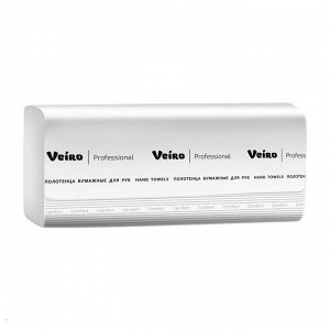 Полотенца бумажные листовые VEIRO Professional Comfort  V-сл., 2-сл., 210х216 мм, 200 л/пач, белые