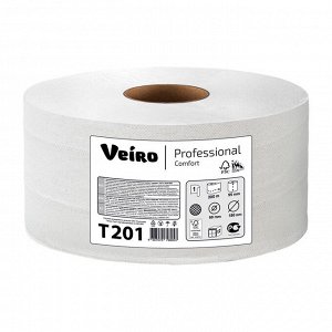 Бумага туалетная 1-слойная, Veiro Basic, 200 м., цвет натуральный