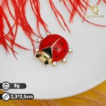 Брошь &quot;Божья коровка&quot;, цвет красно-чёрный в золоте