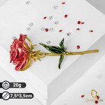 Брошь &quot;Роза&quot;, красно-зелёный в золоте