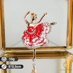 Брошь &quot;Балерина&quot;, цвет красно-белый в золоте
