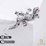 Брошь &quot;Ящерица&quot; тритон, цветная в чернёном серебре
