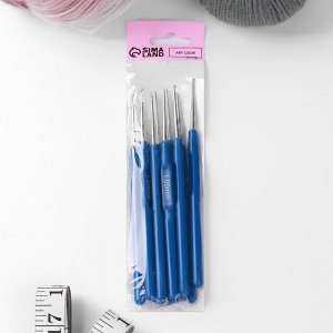 Крючок для вязания, с пластиковой ручкой, d = 1 мм, 13,5 см, цвет синий