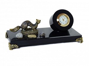 Часы "Соболь"из бронзы на подставке из долерита 140*60*50 мм