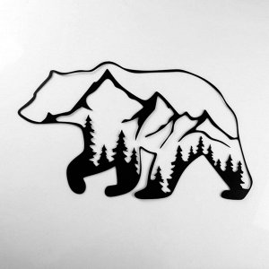 Панно металлическое "Медведь и горы" 60х35 см